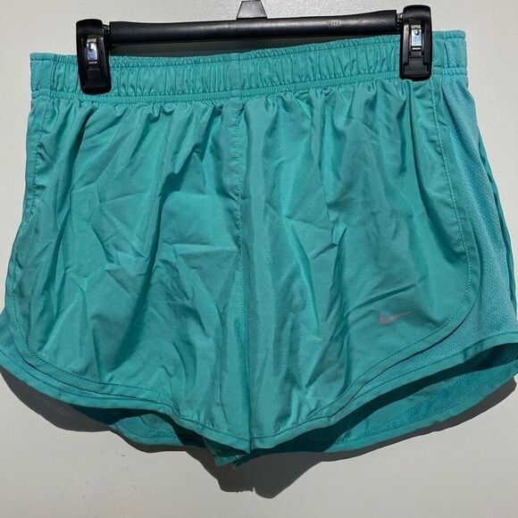 Nike Women's Teal Dri-Fit Drawstring Lined Athletic Running Shorts Size Large - Picture 1 of 8